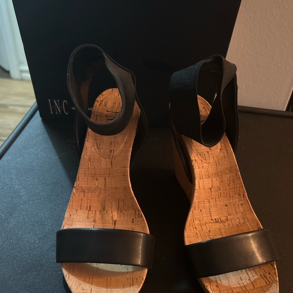 INC International Concepts Black Sandals Elegant Design